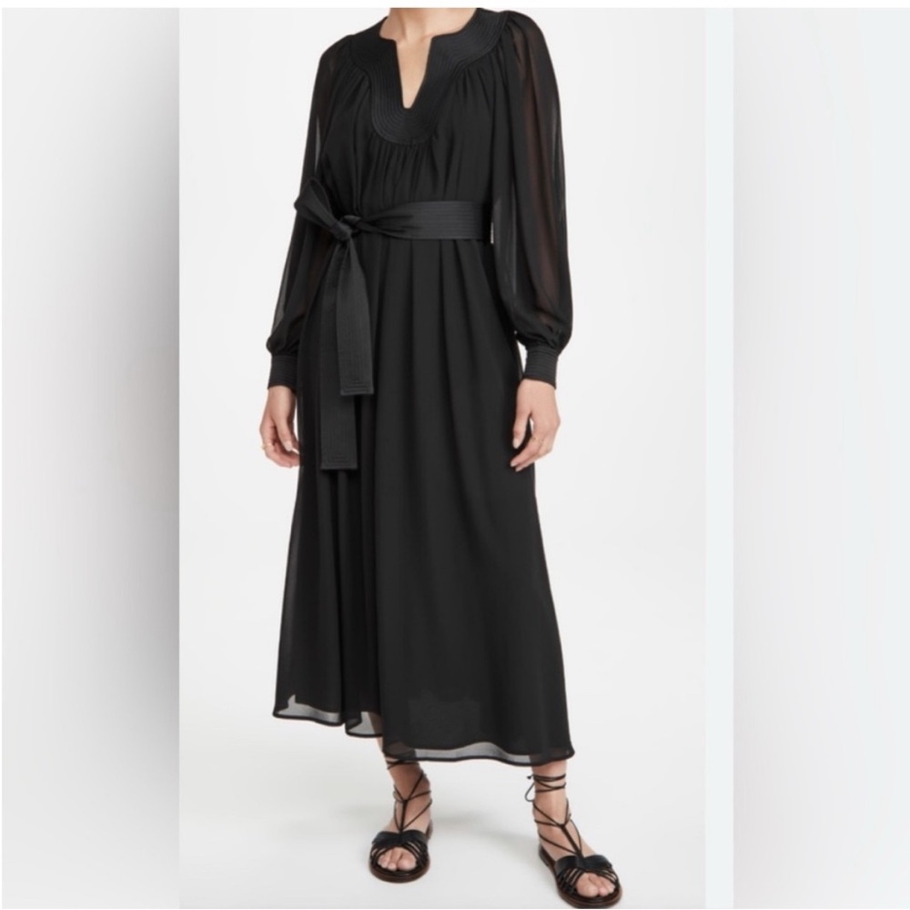 New Tory Burch Trapunto Tunic Black Maxi Dress